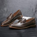 Cross border business shoes men's 2021 spring new US Size wood grain tassel foreign trade formal men's shoes Lefu shoes 