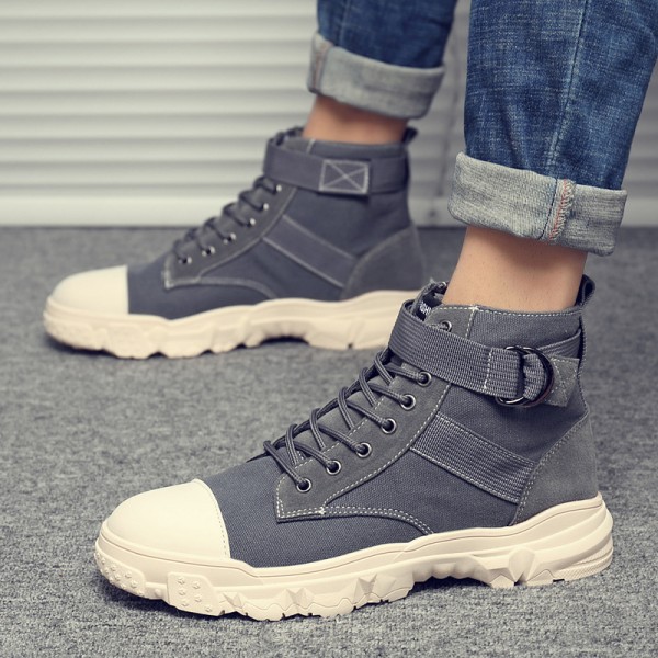 Fashion color matching men's high top shoes new ins fashion canvas Martin shoes warm and casual men's shoes in spring and winter 