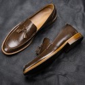 Cross border business shoes men's 2021 spring new US Size wood grain tassel foreign trade formal men's shoes Lefu shoes 