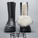 Cross border men's shoes cotton boots pure wool warm Russian popular bilateral zipper high barrel foreign trade men's snow boots 