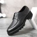 New Retro thick soled men's business shoes autumn lace up casual shoes men's fashion pointed block men's shoes 