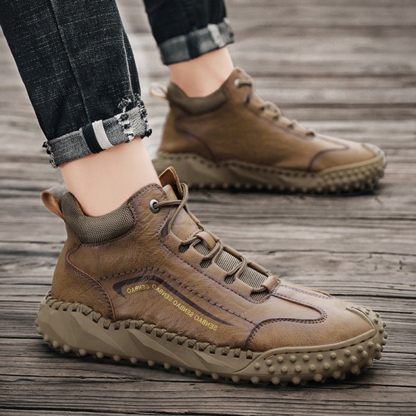 2021 New Retro men's casual shoes warm in autumn and winter large youth high top shoes fashion outdoor work shoes 