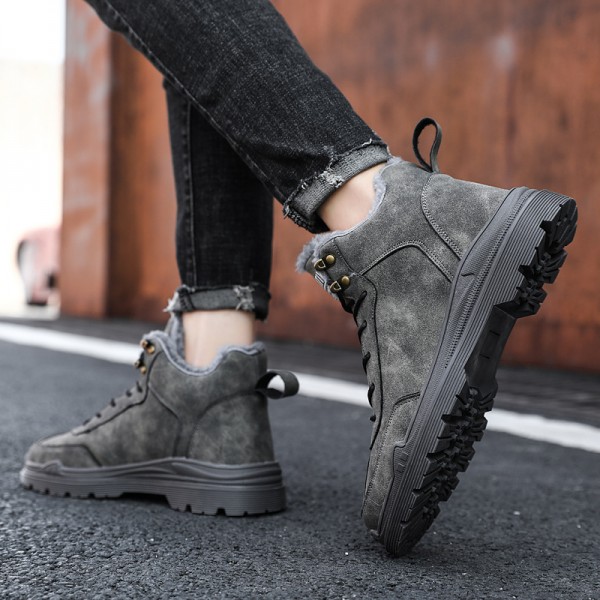 New large men's casual shoes winter Plush warm outdoor Martin boots fashion high helper men's shoes