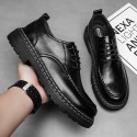 Vintage British Style Men's small leather shoes autumn large size sleeved men's shoes fashion casual black work shoes men's shoes 