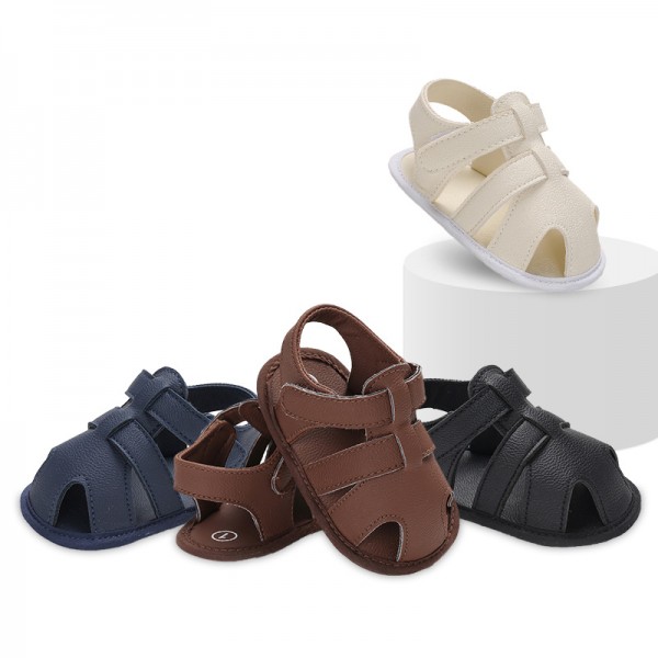 Baotou children's sandals 2021 summer new Pu leisure breathable baby sandals men's solid color shoes directly supplied by manufacturers