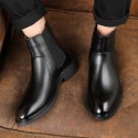 Chelsea boots pointed short boots men's English style retro Martin boots middle top boots high top leather shoes men's one hair substitute 
