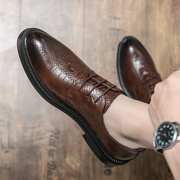 Leather shoes men's Korean business style pointed and versatile fashion men's shoes British youth business formal dress youth casual leather shoes 