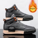 New leather Korean men's board shoes winter warm Retro High Top shoes men's trend youth fashion men's board shoes 