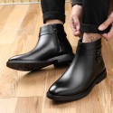 Spring Chelsea Boots Men's middle upper leather shoes British style pointed short boots cover feet Martin boots men's boots a substitute hair 