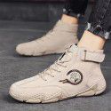 Winter new men's casual shoes short boots outdoor warm Plush thickened men's boots trend medium top large men's shoes 