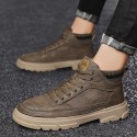 New British Style Men's work shoes autumn and winter Plush thick soled high top men's shoes outdoor warm Martin boots men's shoes 