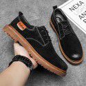 Retro low top thick soled British Style Men's casual shoes autumn lace up work clothes shoes men's fashion large cross-border men's shoes 