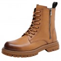 British style Martin boots men's cool side zipper leather work clothes motorcycle boots thick soled high top shoes 