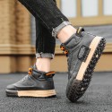 New leather Korean men's board shoes winter warm Retro High Top shoes men's trend youth fashion men's board shoes 