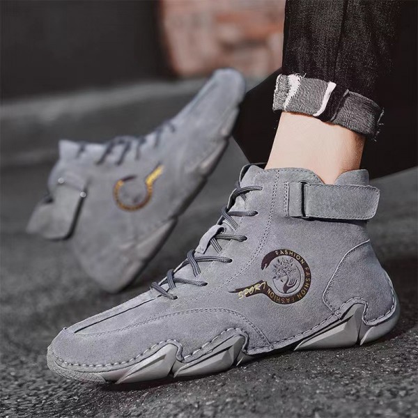 Winter new men's casual shoes short boots outdoor warm Plush thickened men's boots trend medium top large men's shoes 