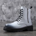 British style Martin boots men's cool side zipper leather work clothes motorcycle boots thick soled high top shoes 