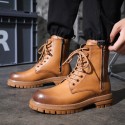 British style Martin boots men's cool side zipper leather work clothes motorcycle boots thick soled high top shoes 