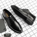 Business men's shoes formal casual shoes British breathable fashion shoes real leather inside increased Korean leather shoes men's hair 