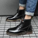 Martin boots men's middle upper British style high top leather shoes men's shoes leather short boots work clothes black leather boots fashion one hair substitute 