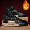 New leather Korean men's board shoes winter warm Retro High Top shoes men's trend youth fashion men's board shoes 