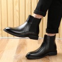 Chelsea boots pointed short boots men's English style retro Martin boots middle top boots high top leather shoes men's one hair substitute 