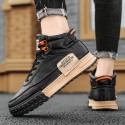 New leather Korean men's board shoes winter warm Retro High Top shoes men's trend youth fashion men's board shoes 