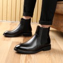 Chelsea boots pointed short boots men's English style retro Martin boots middle top boots high top leather shoes men's one hair substitute 