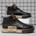 New leather Korean men's board shoes winter warm Retro High Top shoes men's trend youth fashion men's board shoes 