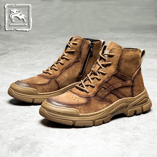 Ns-55502 autumn and winter new high top casual shoes men's winter Plush warm Martin boots men's thick soled men's board shoes 