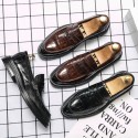 Leather shoes men's business casual men's shoes Korean version trend inside increased black breathable trendy shoes British Soft soled formal leather shoes 