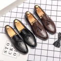 Korean men's leather shoes youth personality tassel shoes round head one pedal pea shoes daily single shoes large cross-border shoes 