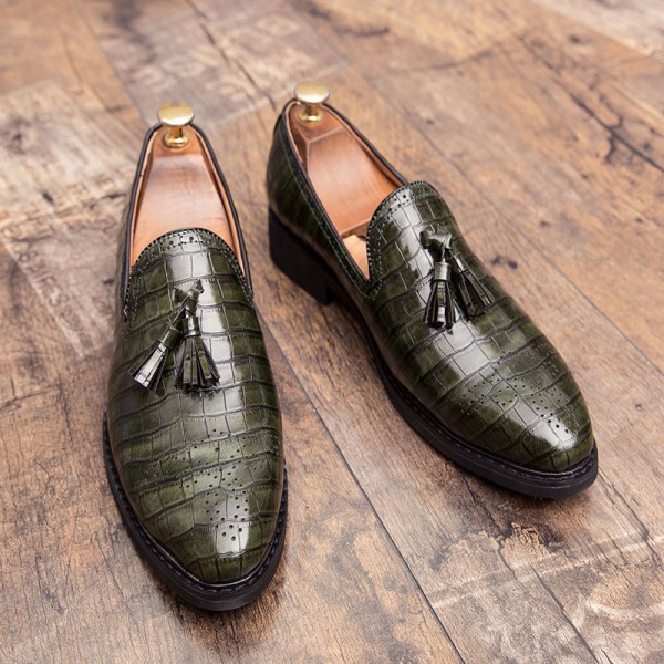 Crocodile leather one-step leather shoes men's casual shoes British cross-border large 38-47 fashion Lefu shoes men's shoes 