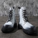 British style Martin boots men's cool side zipper leather work clothes motorcycle boots thick soled high top shoes 