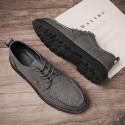 Casual leather shoes men's shoes 2021 autumn new lace up soft leather muffin heel shoes inner high block shoes low top 