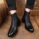 Martin boots men's middle top short boots Korean fashion British retro sleeve high top leather shoes men's Chelsea boots 