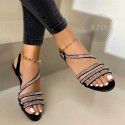 Wish foreign trade popular women's shoes 2020 summer new large comfortable flat bottom Rhinestone Buckle casual sandals