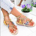 2021 summer European and American cross-border foreign trade large size women's hollow flat sandals hemp rope covered round head beach sandals