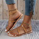 Wish Amazon foreign trade beach sandals women's 2022 summer new flat bottomed round toe ROMAN SANDALS wholesale
