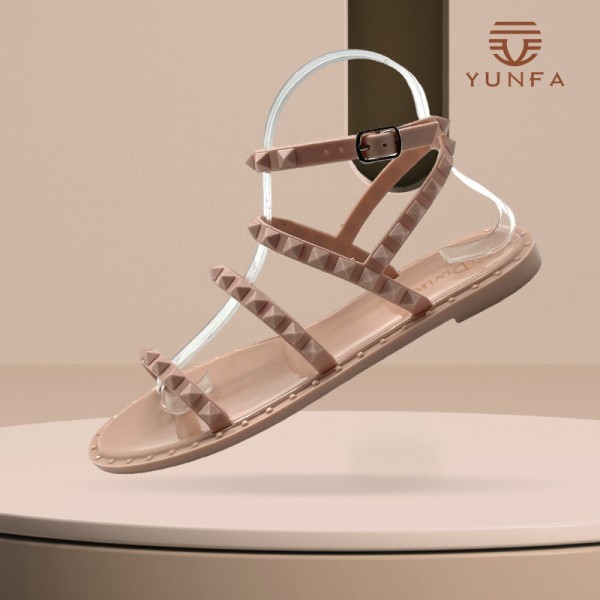 Amazon's popular Bohemian bandage cross rivet sandals wear crystal jelly slippers Factory