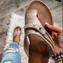 Amazon foreign trade cross-border large size sandals women's spring 2022 European and American new flat bottomed half toe slippers