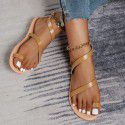 Wish Amazon foreign trade beach sandals women's 2022 summer new flat bottomed round toe ROMAN SANDALS wholesale