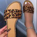 Amazon wish popular one word sandals female 2021 summer new European and American leopard print beach shoes manufacturer wholesale