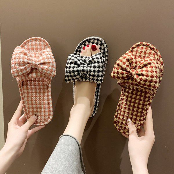New slippers women wear summer sandals outside home shoes wholesale bow fairy women's shoes fashion sandals flat slippers