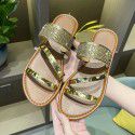 Flat slippers women's 2021 new beach sandals, European and American Rhinestone line slippers, Amazon wish women's shoes wholesale