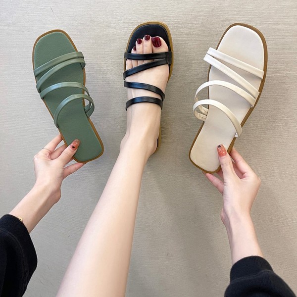 Amazon 2022 new women's sandals Korean fashion flat bottomed open toe women's casual sandals