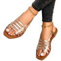 Wish new summer 2020 flat bottomed round head casual sandals women's large 40-43 sandals wholesale