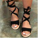 Foreign trade wish summer round head flat sandals new cross strap cross-border Roman style women's shoes fashion women's shoes