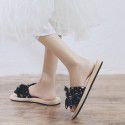 Slippers female summer wear flat bottom flower decoration cool slippers non slip home fashion leisure beach word slippers wholesale