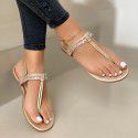 EBay foreign trade 2021 summer flat bottom Rhinestone clip toe buckle 40-43 casual sandals female sandals