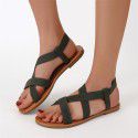 2022 summer new sandals female wish Amazon popular flat bottom fish mouth Roman sandals casual elastic sandals